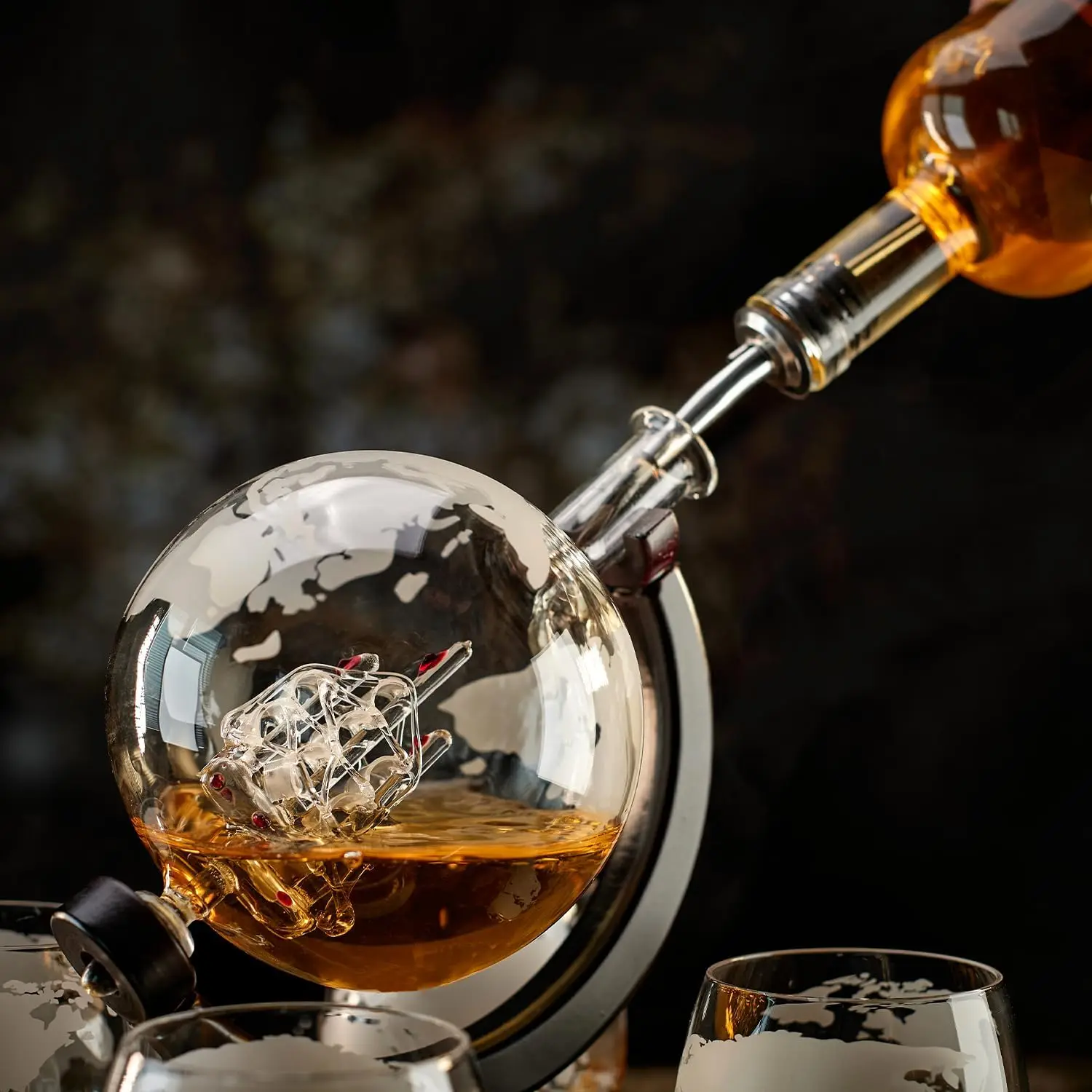 NANCIHUI 크리에이티브 유리 디캔터 4 컵 세트, - Decanter Globe Set 리뷰 및 가격