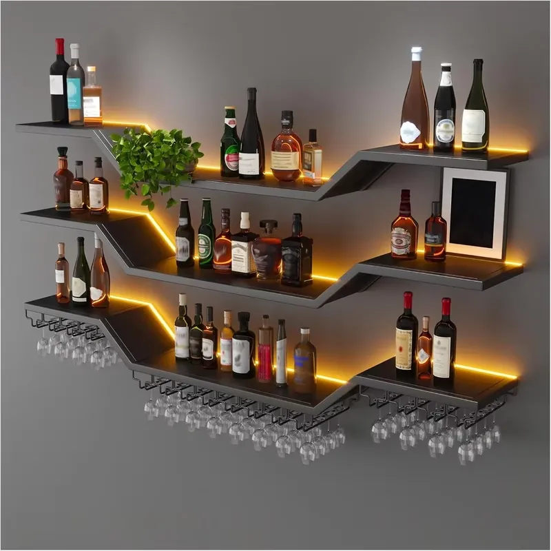 70.8인치 LED 벽걸이 와인랙 3단 모던 유리 바  - Home Bar Shelf 리뷰 및 가격